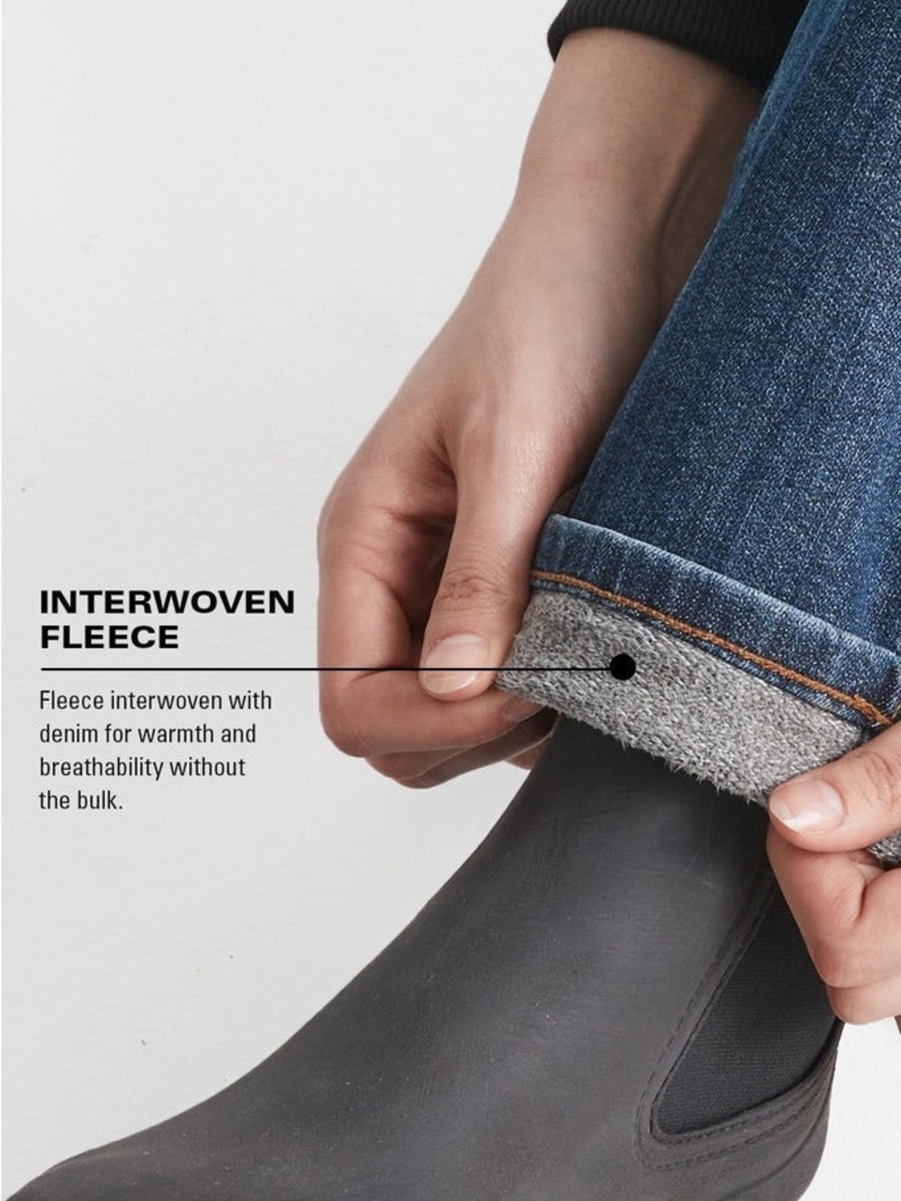 High-Rise Straight Leg Jeans in Deep Indigo w/ tech fleece lining - Picture 5 of 13